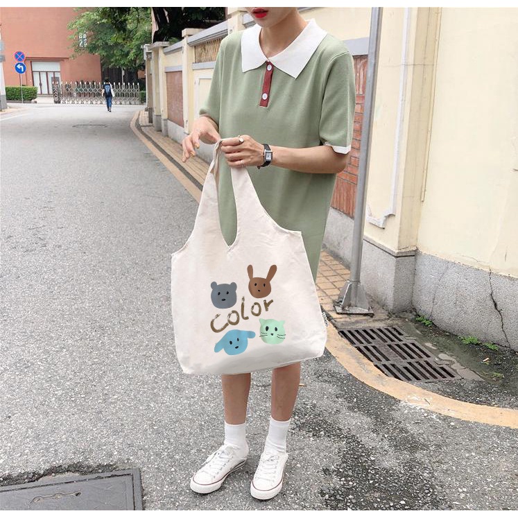 Túi tote vải đeo chéo canvas bag giá rẻ đẹp đi học TX753