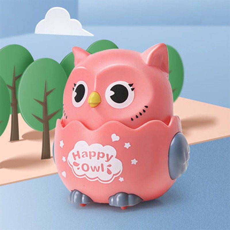 Cú mèo màu hồng chạy cót 7x6.5x8cm