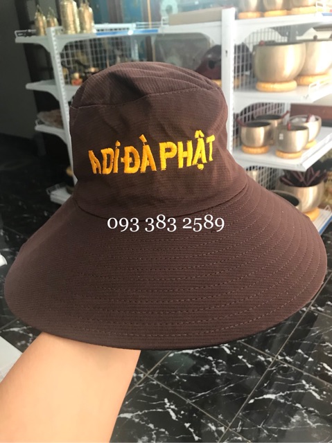 Nón phật tử, nón mũ đi chùa thêu chữ a di đà phật (có sẵn hàng )