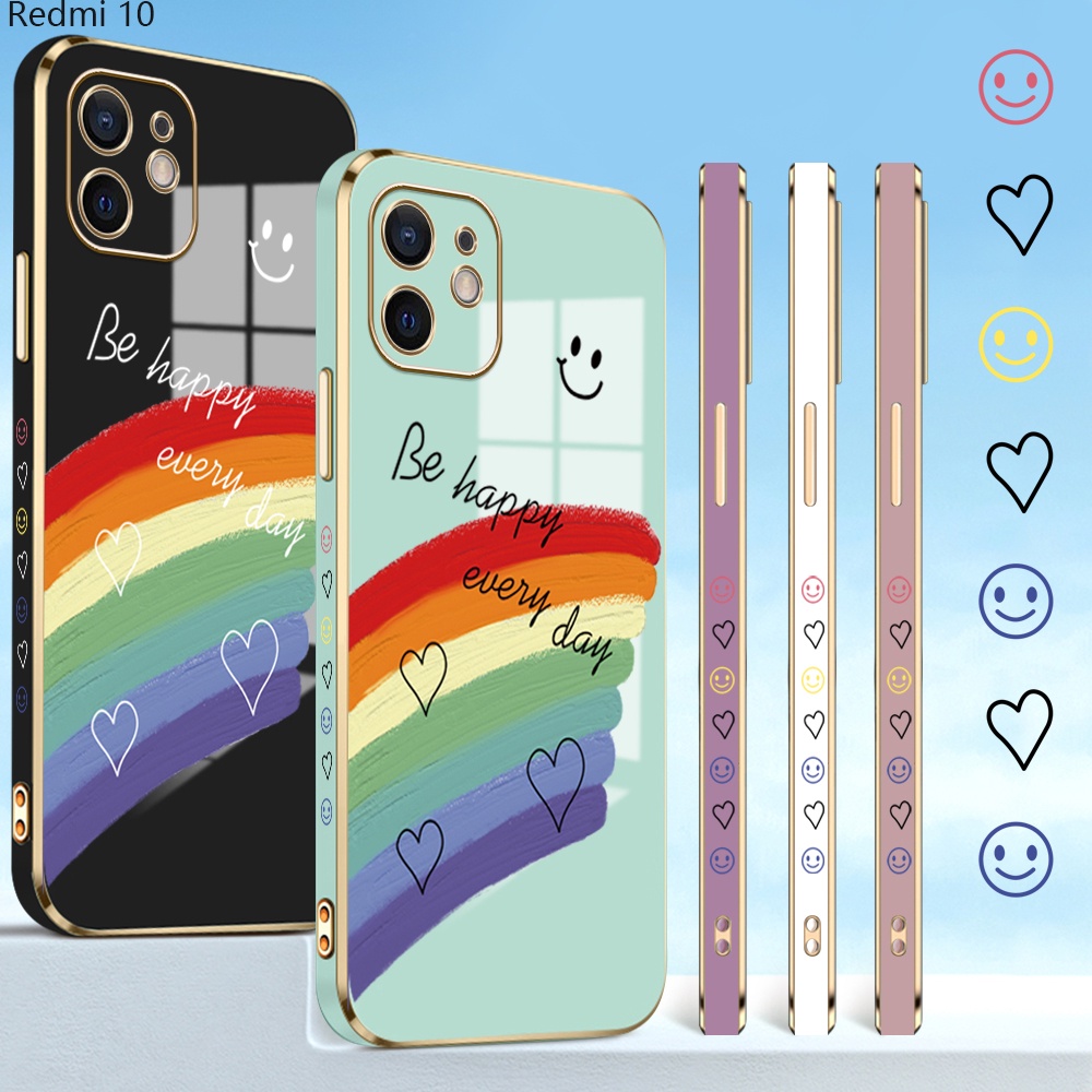 Xiaomi Redmi 10 10C 9 9A 9T 9C 8 8A 5G For Phone Case Soft Casing Silicone Smile Lover Heart Electroplating Full Cover Shockproof TPU Cases