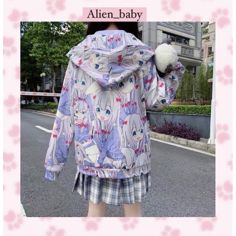 Áo khoác hoodie zip in hình nhân vật anime