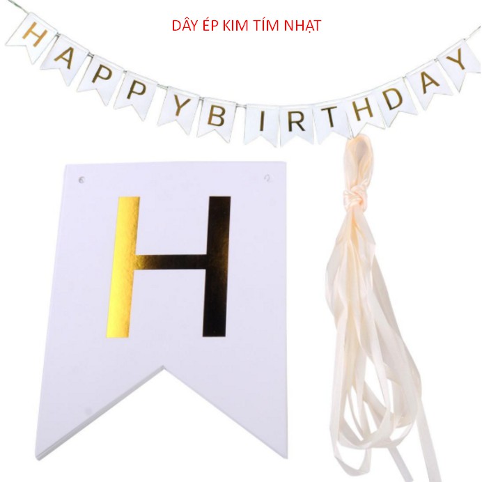 Dây happy birthday ép kim trang trí sinh nhật dễ thương