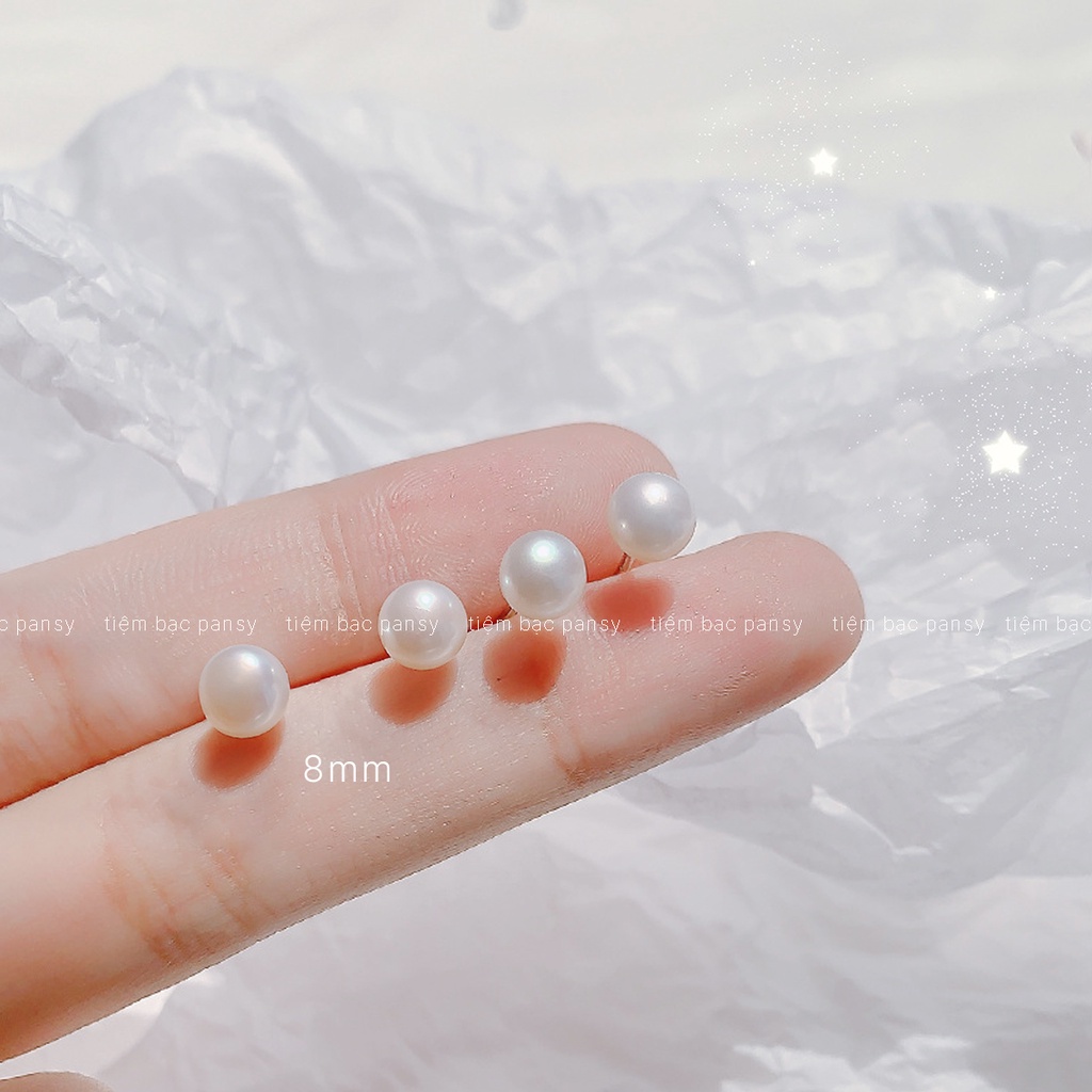 Khuyên tai bạc Ngọc trai nhân tạo cho nữ với chốt bạc ta 925 làm thẳng chắc chắn, kiểu dáng sang trọng