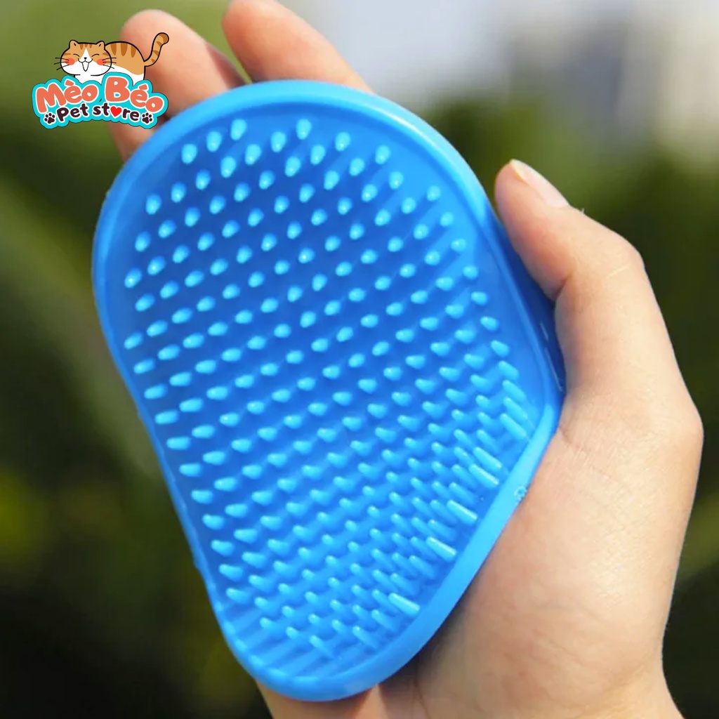 Găng tay tắm chó mèo - Găng tay massage chải lông cho chó mèo hình bầu dục- Mèo Béo Petshop