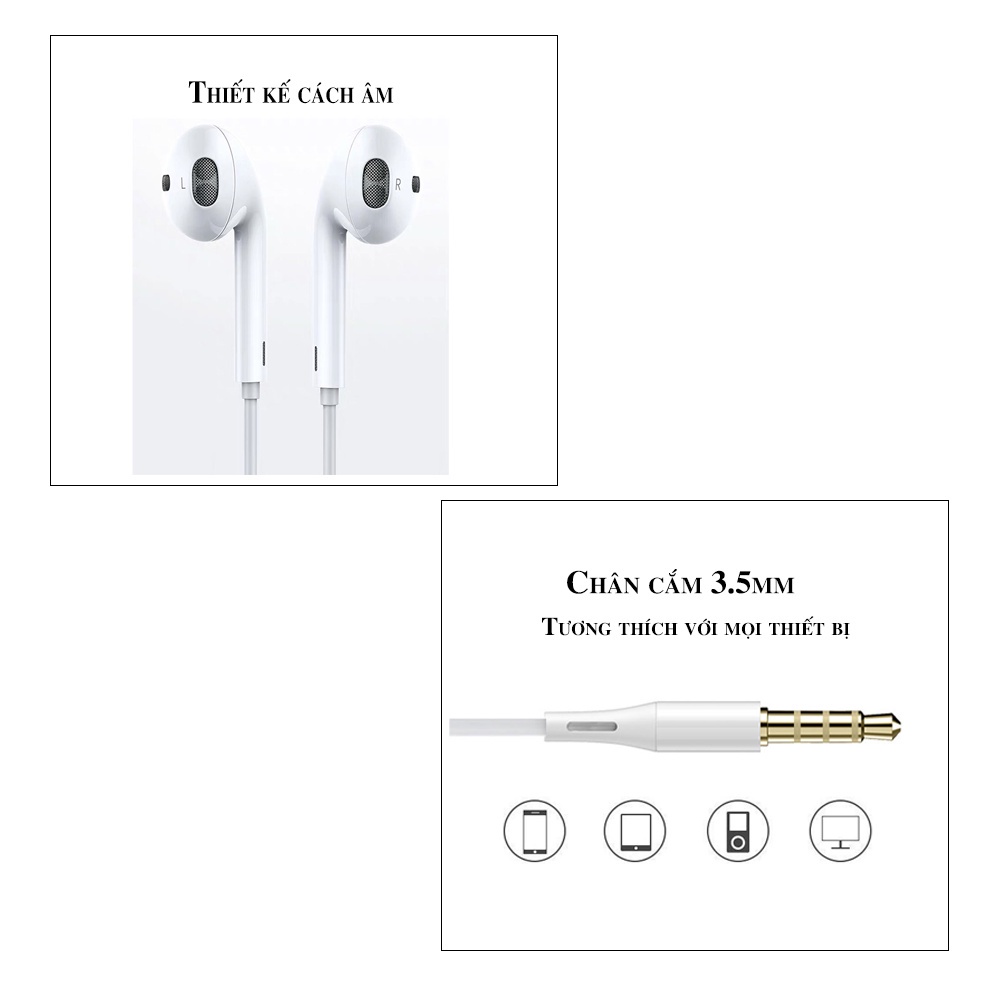 Tai nghe có dây nhét tai Jack 3.5mm E18 Earldom Âm hay không độ trễ
