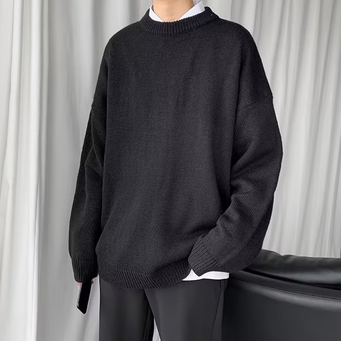 Áo Sweater Dáng Rộng Màu Sắc Đơn Giản Phong Cách Retro Harajuku áo len đẹp áo len nữ form rộng áo len nữ kiểu hàn quốc