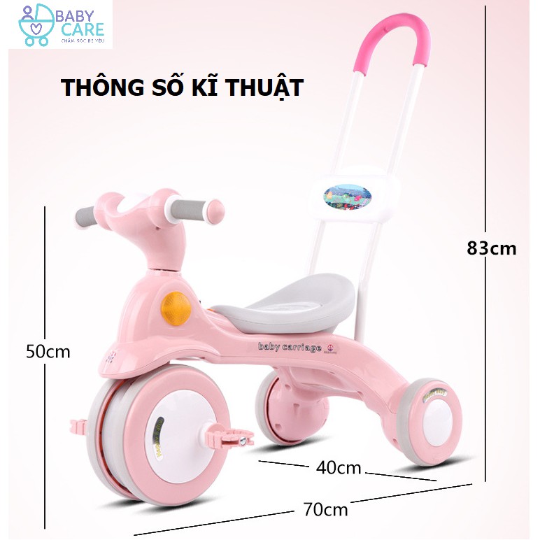 (Hàng cao cấp) Xe Đạp 3 Bánh Có Cần Đẩy Có Thể Phát Nhạc Cho Bé Baby Carriage V618 Full Hộp Bảo hành 12 tháng