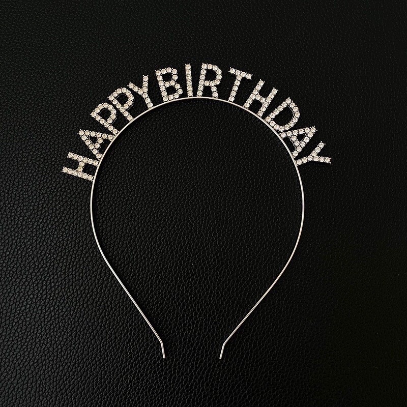 Bờm Đính Đá Happy Birthday Phụ Kiện Chụp Hình Sinh Nhật Sang Chảnh Băn Đô Cài Tóc Phong Cách Hàn Quốc Phụ kiện Tóc