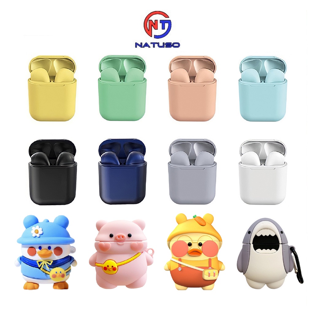 Combo Tai nghe bluetooth không dây nhét tai inpods i12 cảm ứng âm thanh HIFI có vỏ bảo vệ bao đựng case