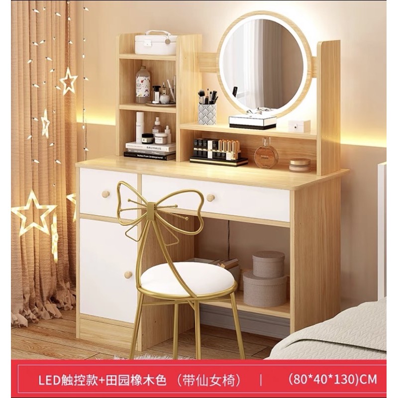 Bàn trang điểm phong cách hiện đại có đèn led tặng kem ghế nơ (hàng có sẵn) | BigBuy360 - bigbuy360.vn