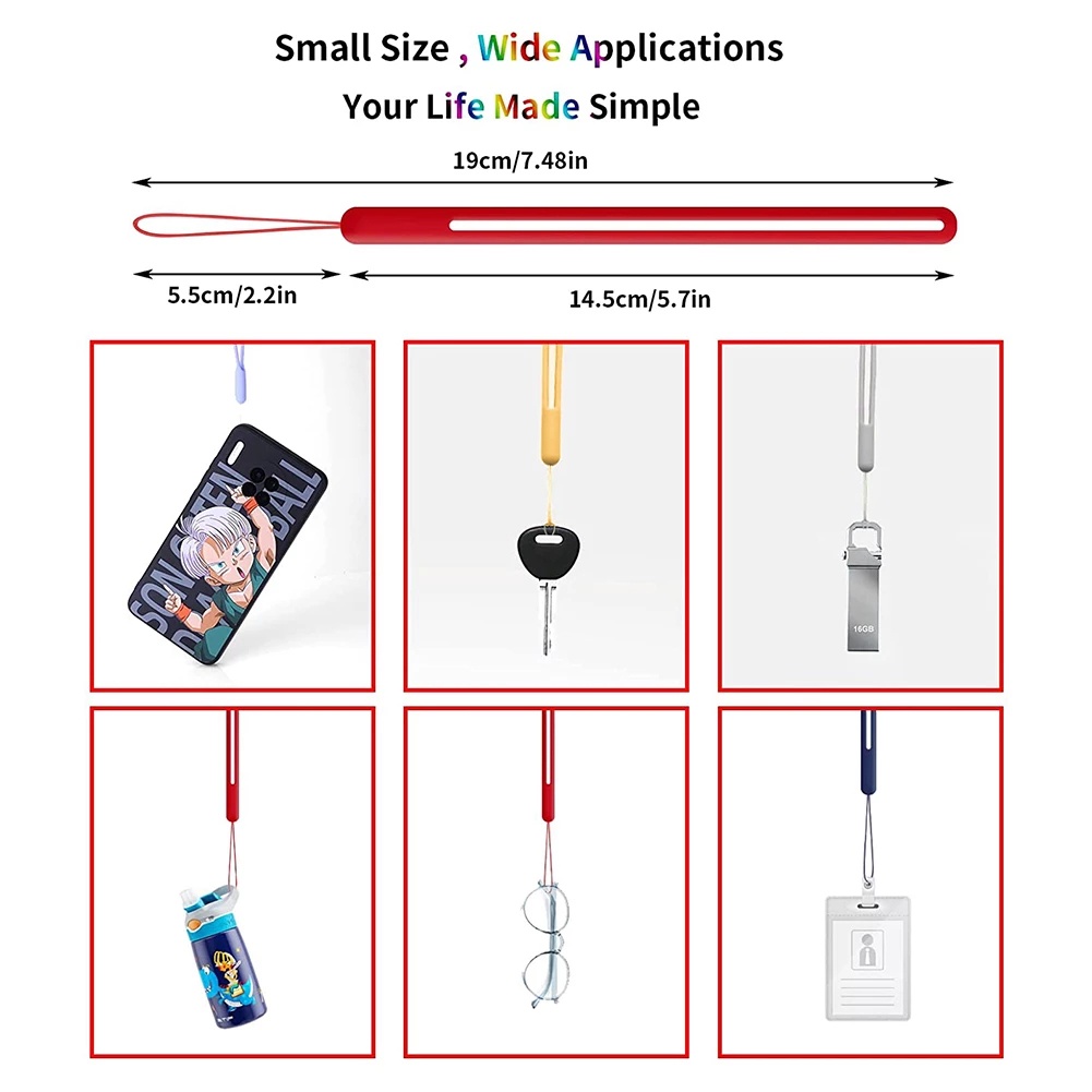 Dây Đeo Cổ Tay Bằng Cao Su Silicone Ngắn Nhỏ Cho Điện Thoại/Bình Nước/Máy Ảnh USB