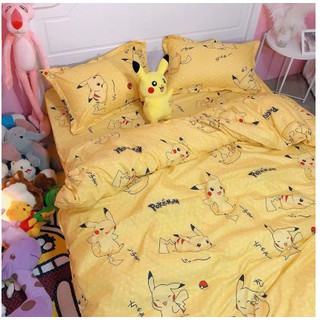 Bộ Chăn Ga Gối Cotton Poly Nhập Khẩu Pikachu