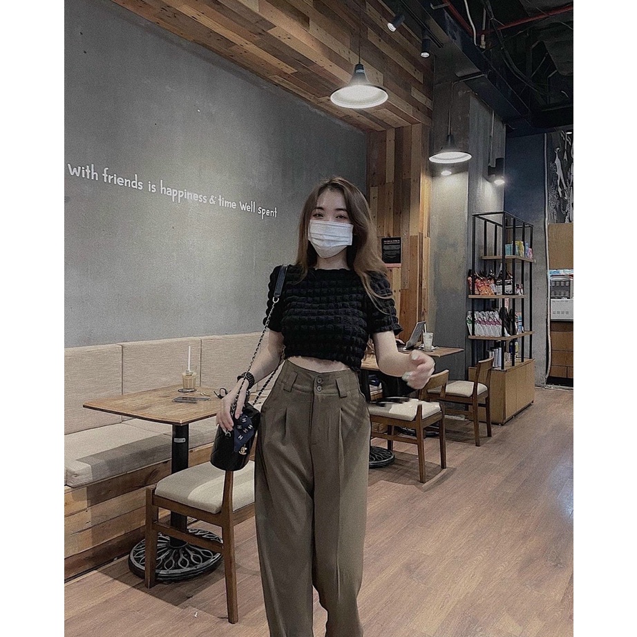 Áo phông xốp trơn croptop cộc tay trơn 3 màu siêu xinh, Áo thun nữ chất xốp kiểu dáng trẻ trung rẻ đẹp