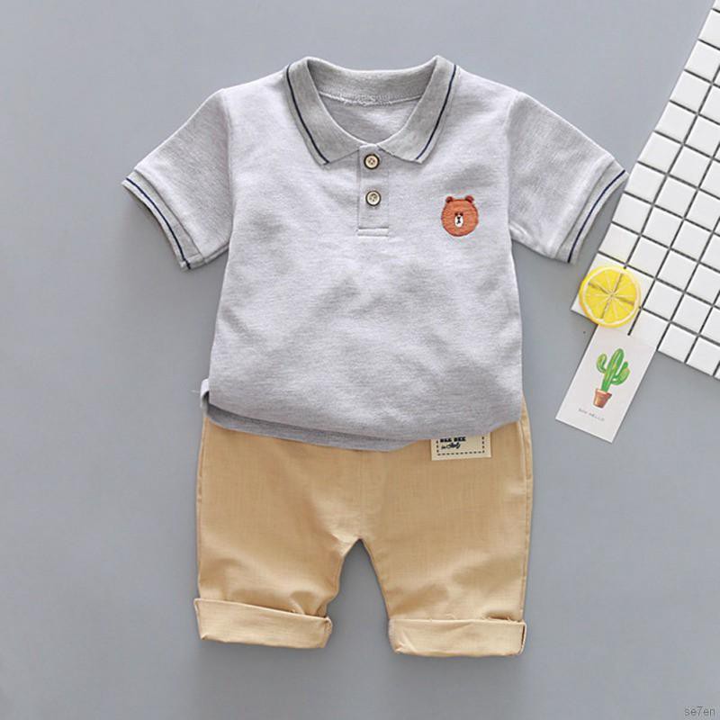 Set áo thun Polo ngắn tay và quần short phong cách năng động dành cho bé trai