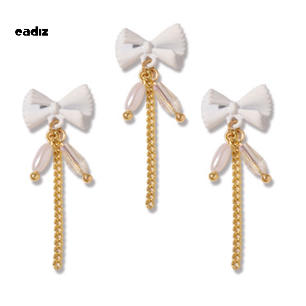 [Hàng mới về] Set 3 phụ kiện dây xích có đính nơ trang trí cho móng tay