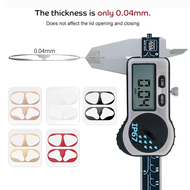 Miếng dán kim loại nhám siêu mỏng chống bụi bảo vệ cho hộp sạc tai nghe Apple thế hệ 3 2 pro 2021