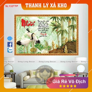 Tranh Dán Tường Chữ Nhẫn- SL132TTP-Tranh 3d Thư Pháp - Song Long Decor