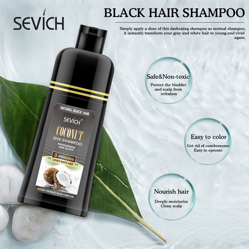 Dầu Gội Phủ Bạc Sevich 500ml tác dụng làm tóc đen mềm mượt sau 9 phút