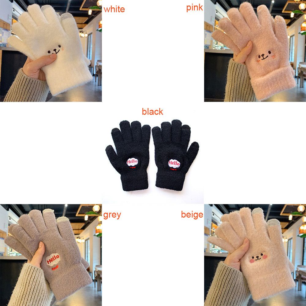 Găng tay len cashmere dày dặn giữ ấm mùa đông thiết kế dễ thương có thể dùng với màn hình cảm ứng cho nữ