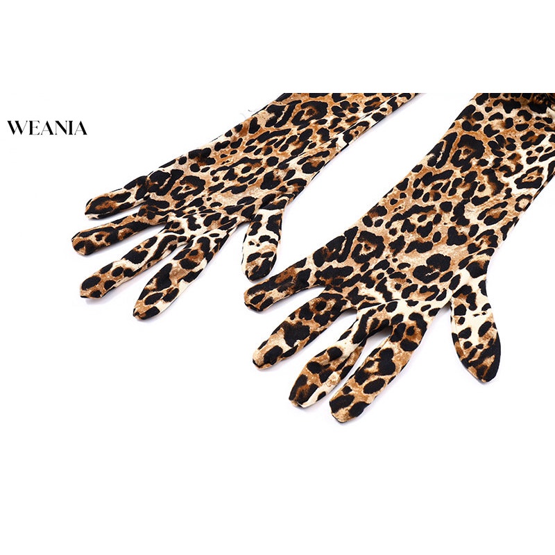 Bộ Áo Liền Quần Hai Dây Họa Tiết Da Báo Quyến Rũ Kèm Găng Tay Dành Cho Nữ