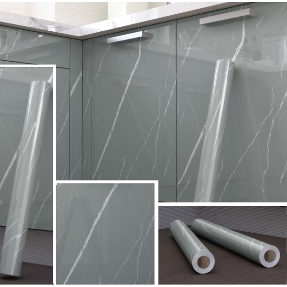 Decal giấy dán bếp tráng nhôm cách nhiệt YT210 ĐÁ XÁM NHẠT SỢI TRẮNG khổ 60cm