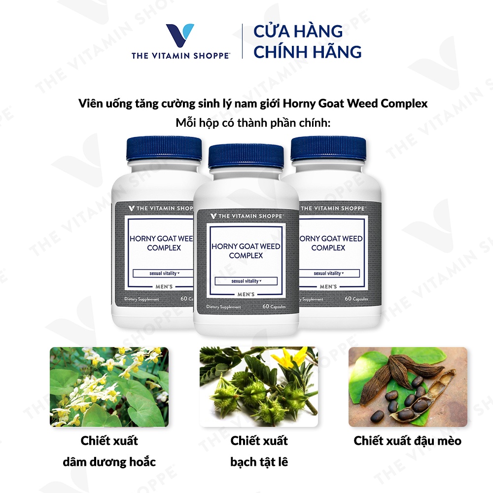 Viên uống tăng cường sinh lý nam giới THE VITAMIN SHOPPE Horny Goat Weed Complex 60 viên