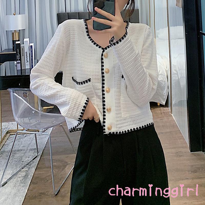Áo cardigan dệt kim cổ chữ V tay dài dáng rộng cài nút phong cách cổ điển thời trang mùa thu cho nữ