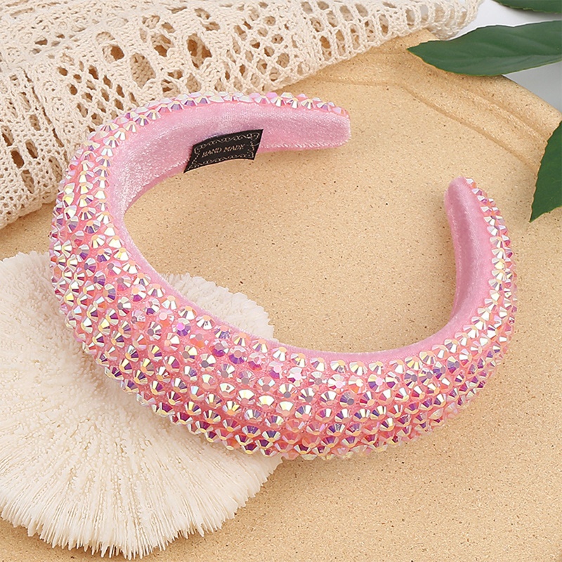 Băng Đô Cài Tóc Bằng Xốp Và Nhung Bản Rộng Đính Đá Lấp Lánh Sang Trọng Cho Nữ