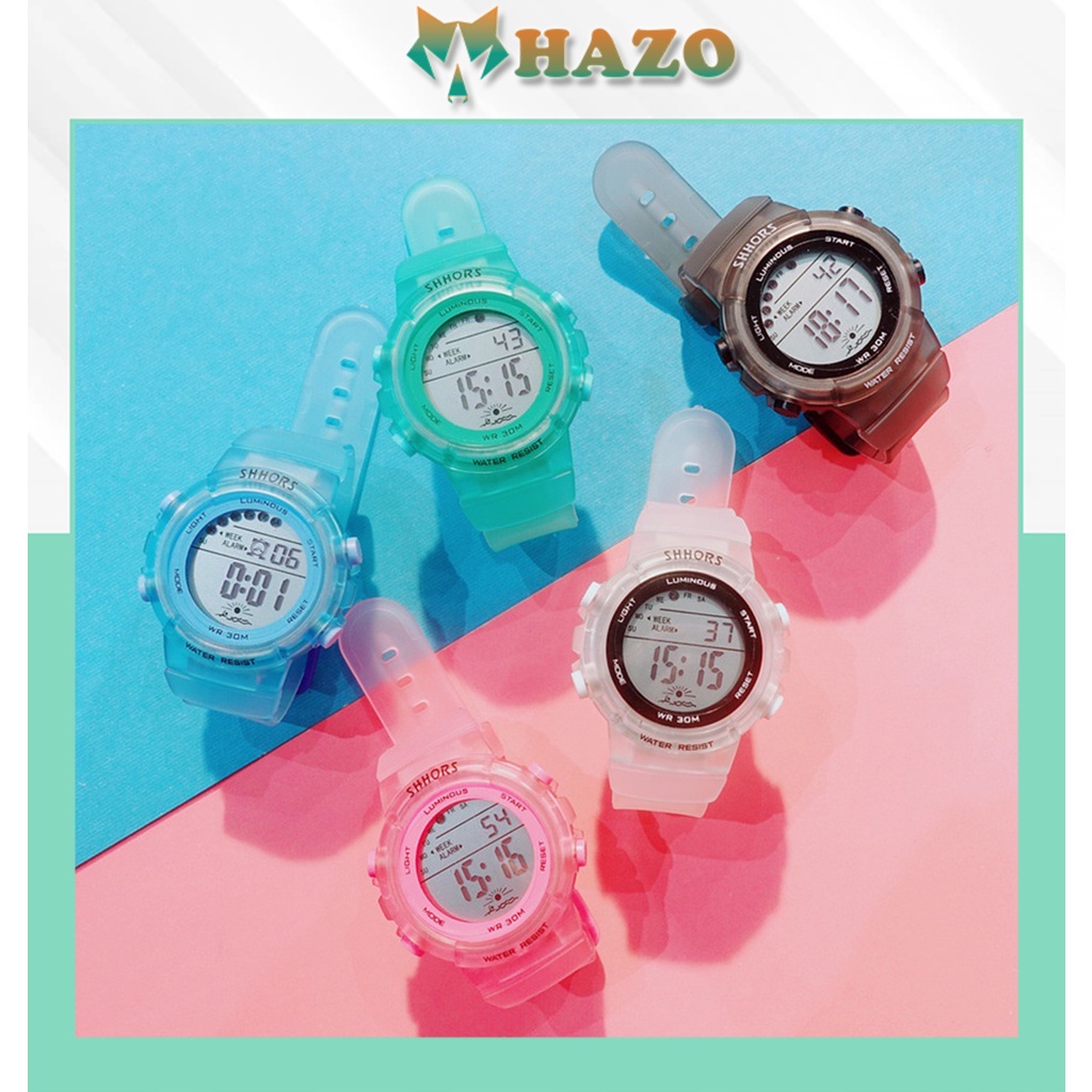Đồng Hồ Nữ Dây Cao Su Shhors Week Alarm D332B Dây Trong Suốt Dễ Thương - Hazo