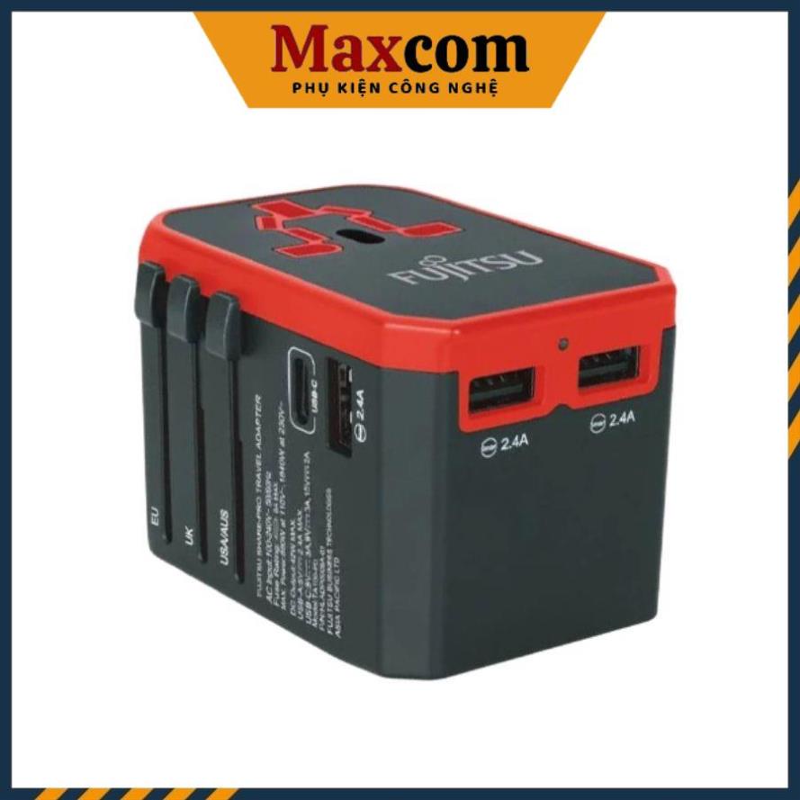 Bộ sạc nhanh du lịch đa năng Fujitsu Travel Adapter TA100 Red - Maxcom