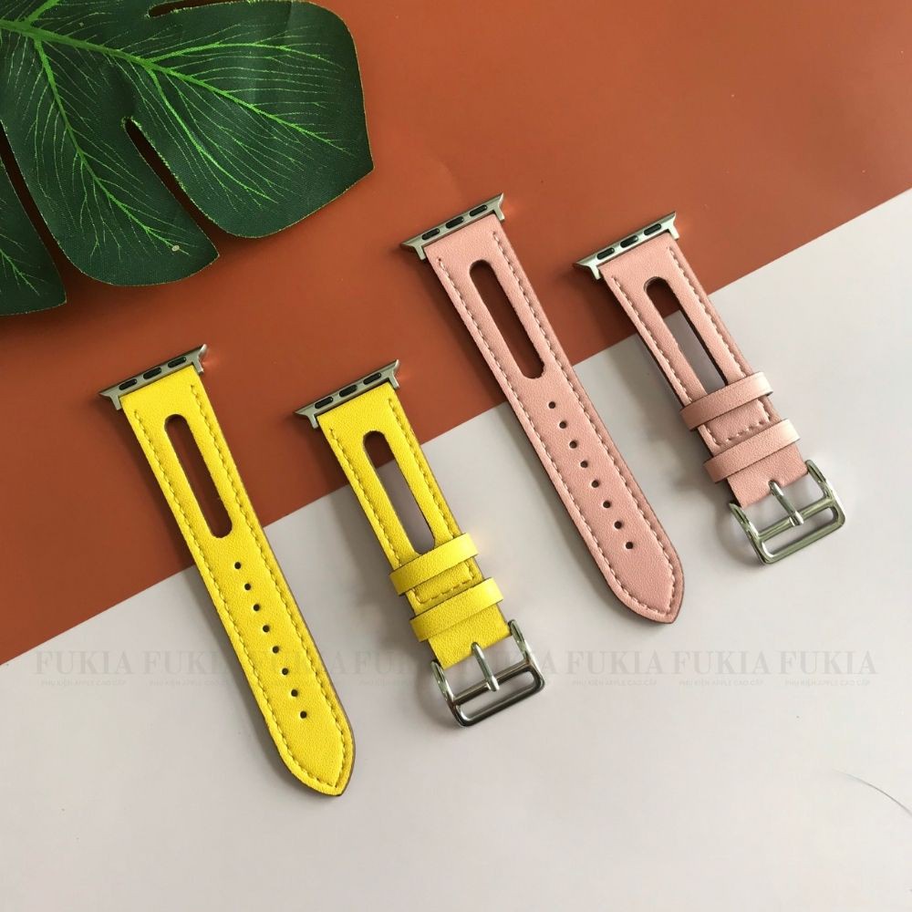 Dây Da HMes kiểu mới dành cho Apple Watch đồng hồ thông minh Series 1/2/3/4/5/6/7/SE size 38/40/41/42/44/45mm