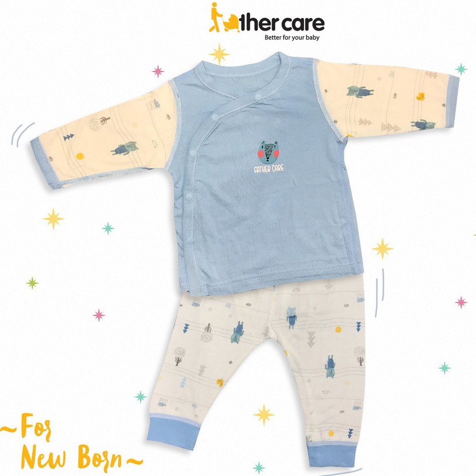 Bộ Quần Áo sơ sinh DT FatherCare Cài Lệch - Họa Tiết Báo (Trơn - Họa Tiết) FC771