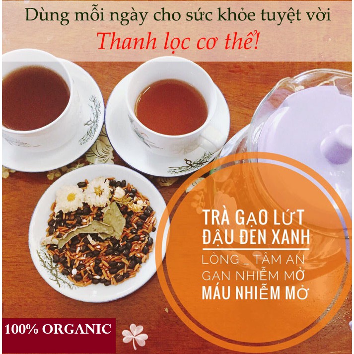 Set 30 gói Trà Đậu, Gạo Lứt - Hoa Nhài, Hoa Hồng Cao Cấp - Tặng bình thủy tinh 500ML - Danavietnam