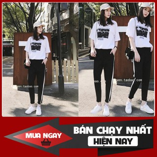 SET BỘ NỮ THỂ THAO ÁO TRẮNG QUẦN ĐEN PHONG CÁCH HÀN QUỐC new 2020  PFK46S