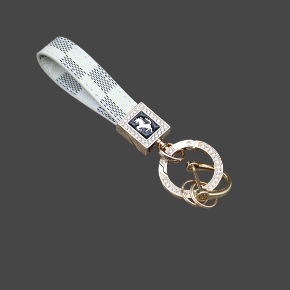 ✅ Móc Khóa Ô Tô Dây Da Cao Cấp Đính Đá Kim Cương