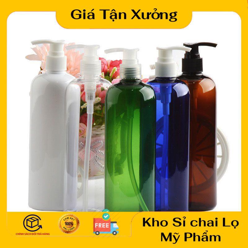 Chai Chiết Mĩ Phẩm ❤ TRÙM SỈ ❤ Chai nhựa vòi nhấn sữa tắm 500ml Thân Cao chiết mỹ phẩm , phụ kiện du lịch