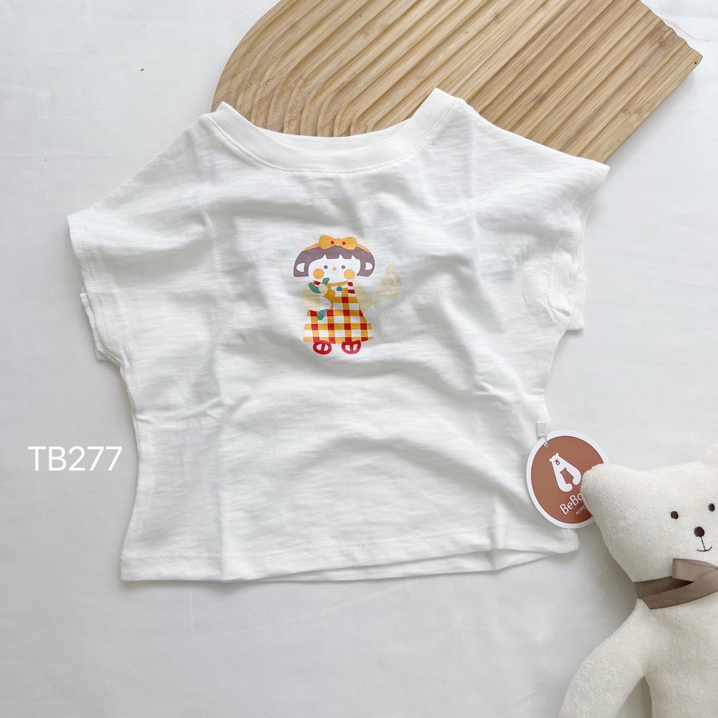 Áo phông cotton cho bé gái in hình cô bé dễ thương, cotton thấm hút mồ hôi tuyệt đối,cách điệu sau áo