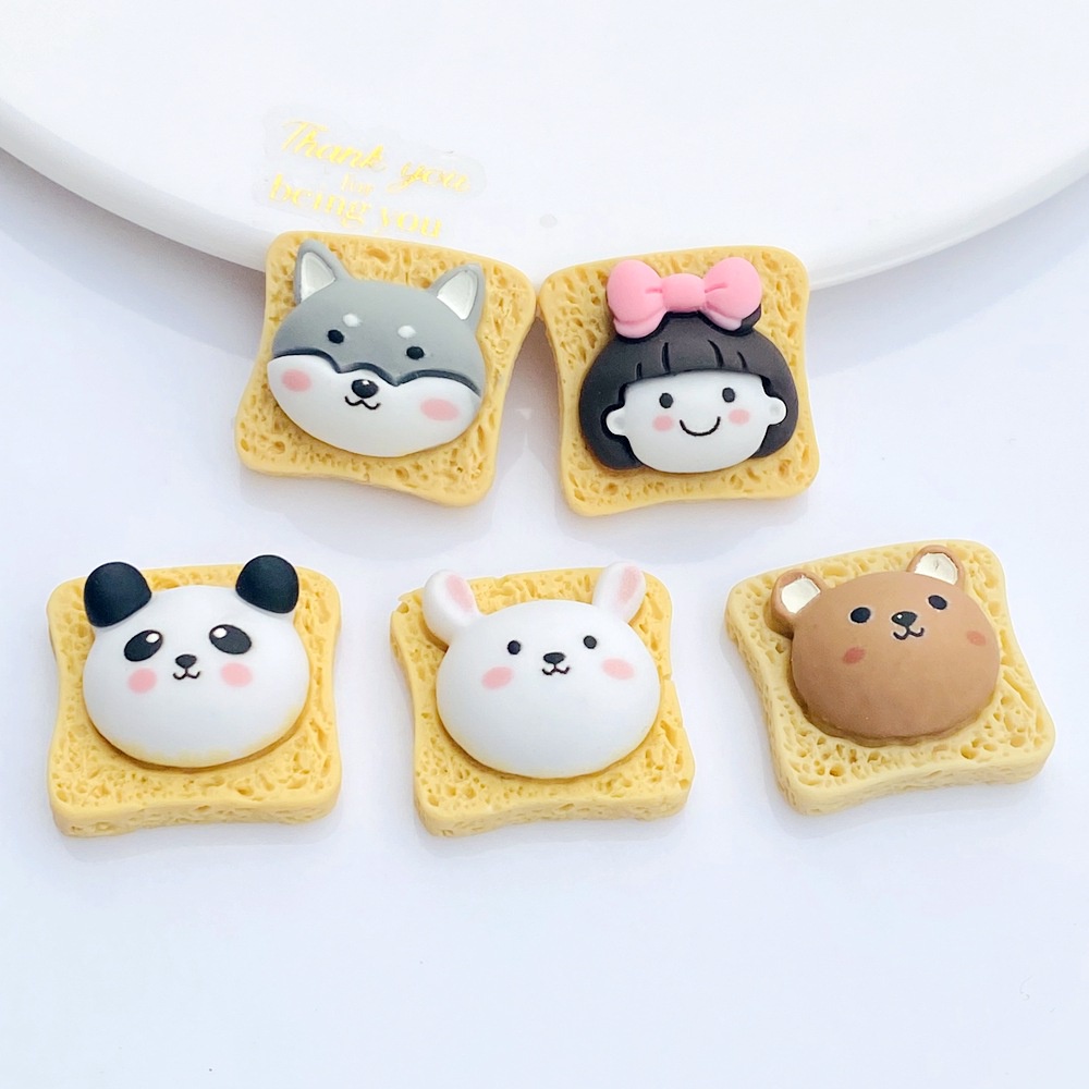 Phụ Kiện Trang Trí Ốp Điện Thoại Hình Bánh Mì Gấu Thỏ Gấu Trúc Dễ Thương