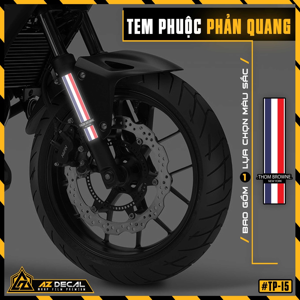 Tem Dán Phuộc Phản Quang Thomm Browne | TP15 | Decal Dán Phuộc Trước Chống Nước, Chống Phai Màu, Dễ Dán
