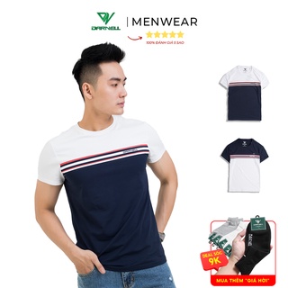 Áo thun T-shirt nam phối màu chất cotton mềm mịn thấm hút mồ hôi chính hãng DARNELL DN08