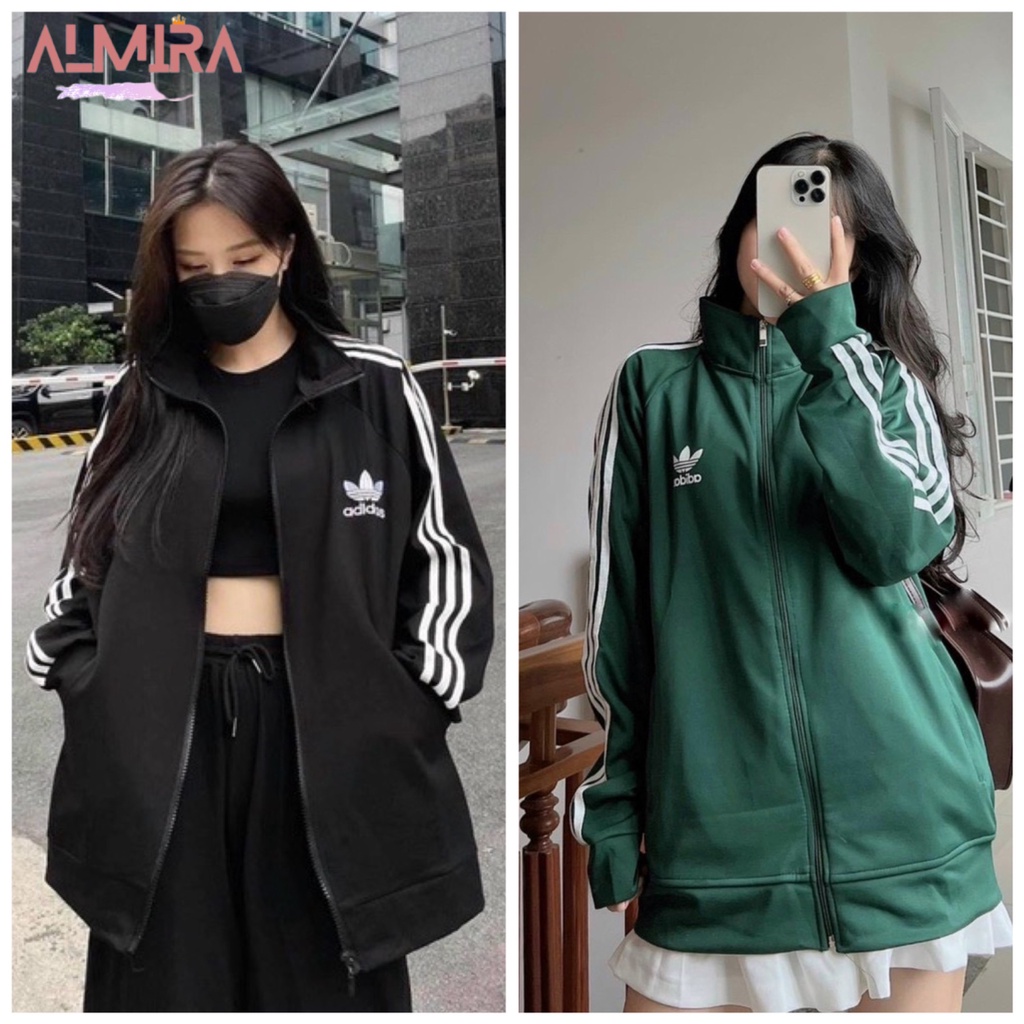 Áo Khoác Nỉ 3 Sọc Thể Thao Unisex 2 Màu Xanh Đen Hottrend