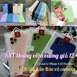 Ốp lưng KST viền vuông giả 12 chống bẩn cho iPhone 6 đến 11 Pro Max dễ lau chùi siêu đẹp ( Full Box )