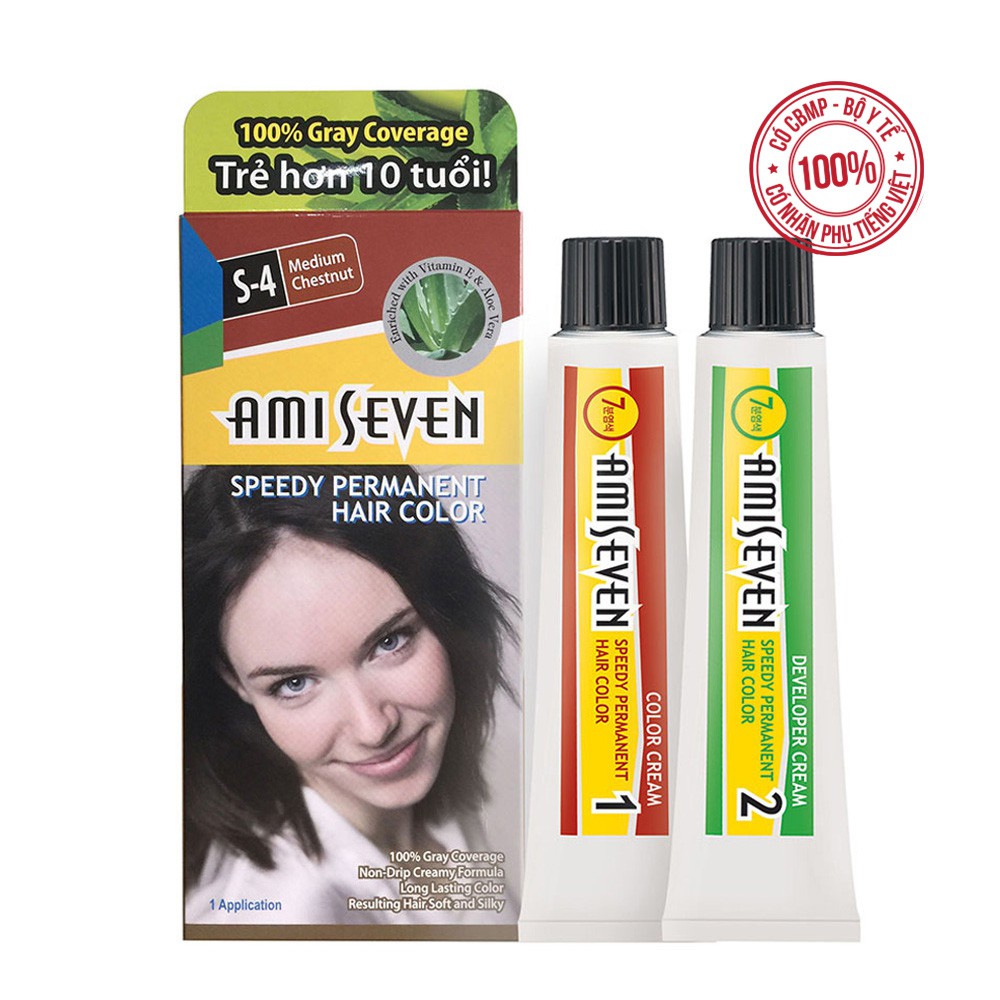 Nhuộm phủ bạc dược thảo Nhanh 7 Phút AMI SEVEN S4 Nâu hạt dẻ (60g+60g) Hàn Quốc | BigBuy360 - bigbuy360.vn
