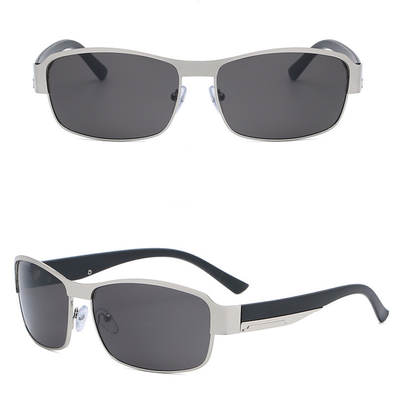 Kính Mát Phân Cực Mặt Vuông Gọng Kim Loại Thay Đổi Màu Sắc Ngày Và Đêm Cho Nam