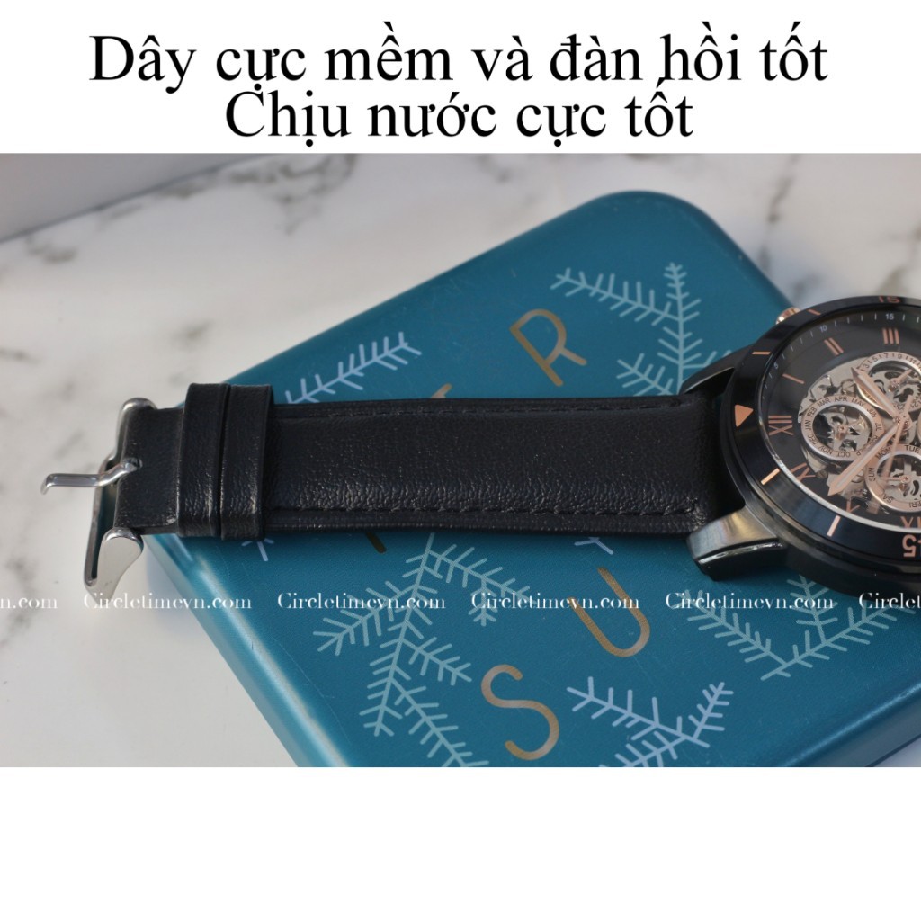 Dây da đồng hồ nam nữ đủ size 12/14/16/18/20/22/24 cực mềm, chống nước tốt