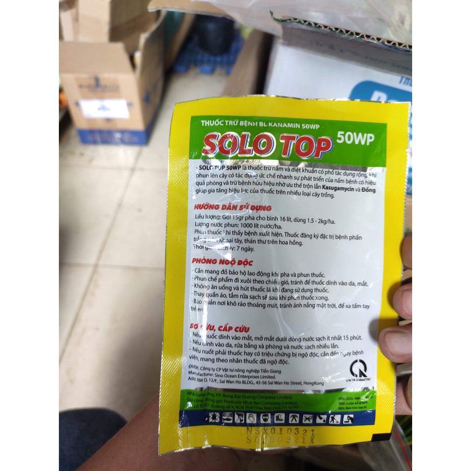 trị bệnh nấm vi khuẩn solo top đặc trị thán thư phấn trắng 15g (Kasugamycin 5%, copper oxychloride 45%)
