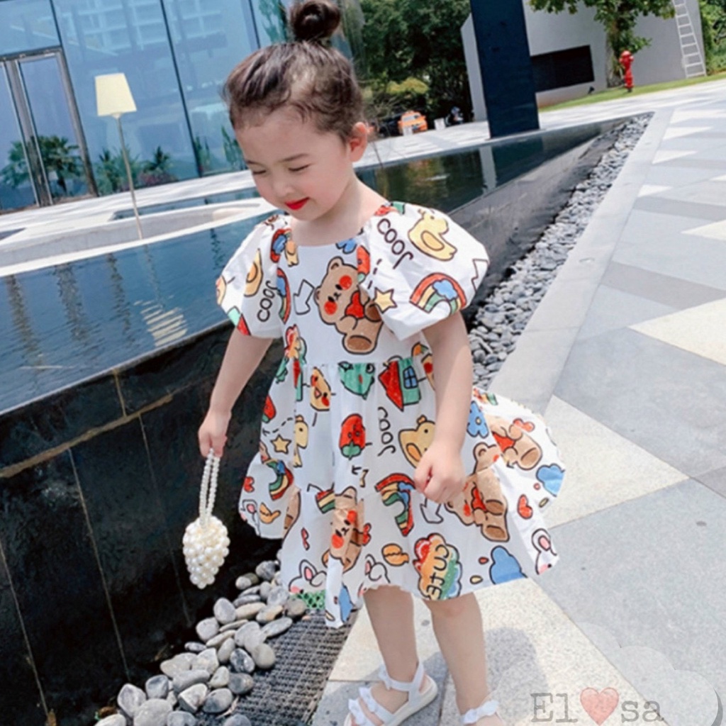 Váy bé gái - VÁY HOẠT HÌNH HỌA TIẾT CẦU VỒNG siêu xinh cho bé từ 1-10Tuổi