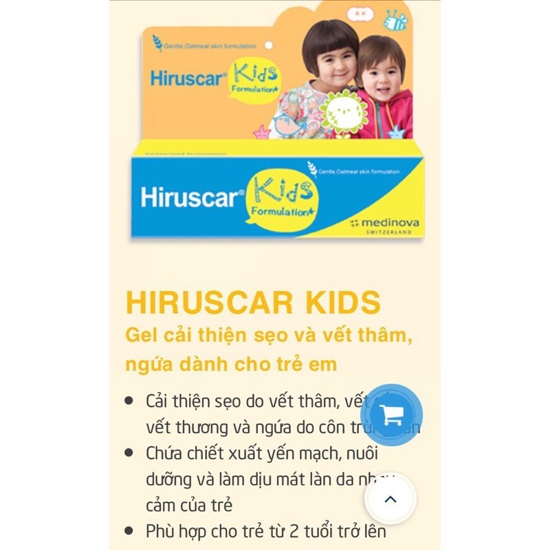 Hiruscar kids- Gel chăm sóc sẹo và vết thâm,ngứa do côn trùng cắn