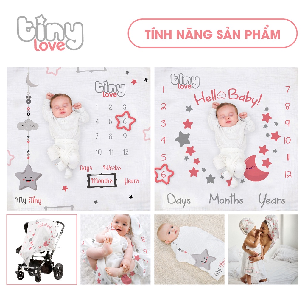 Set 2 khăn tắm đa năng cho cả gia đình Muslin sợi tre Bamboo TiniLove,sử dụng như chăn đắp,quấn ủ cho bé TL1220-KT02