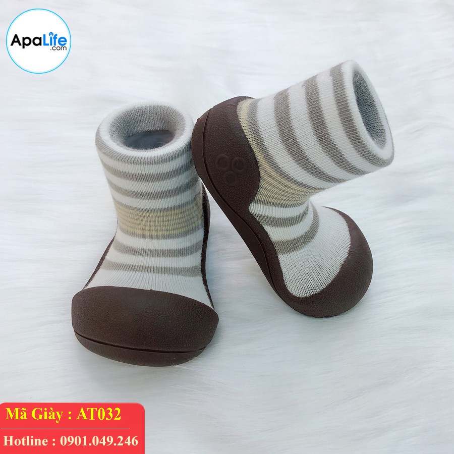 Giày tập đi Attipas Natural Herb -Nâu AT032 nhập Hàn Quốc - cho bé trai /bé gái từ 3 - 24 tháng: đế mềm &chống trượt